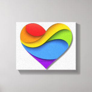 SlipperyJoe's rainbow layered heart shape red oran Canvas Print