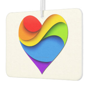 SlipperyJoe's rainbow layered heart shape red oran Car Air Freshener