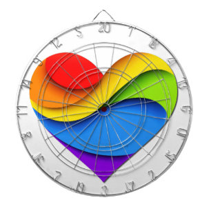 SlipperyJoe's rainbow layered heart shape red oran Dartboard