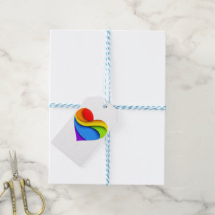 SlipperyJoe's rainbow layered heart shape red oran Gift Tags