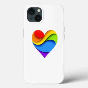 SlipperyJoe's rainbow layered heart shape red oran iPhone 13 Case