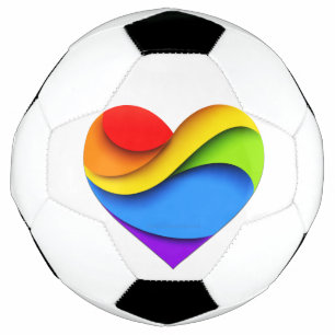 SlipperyJoe's rainbow layered heart shape red oran Soccer Ball