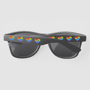 SlipperyJoe's rainbow layered heart shape red oran Sunglasses