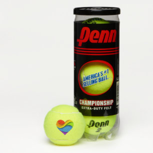 SlipperyJoe's rainbow layered heart shape red oran Tennis Balls
