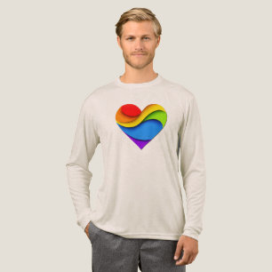 SlipperyJoe's rainbow layered heart shape red oran Tri-Blend Shirt