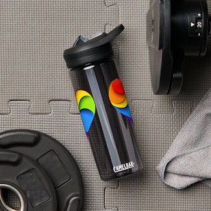 SlipperyJoe's rainbow layered heart shape red oran Water Bottle
