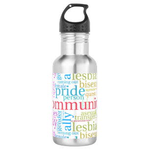 SlipperyJoe's rainbow LGBTQ+ community word cloud 532 Ml Water Bottle