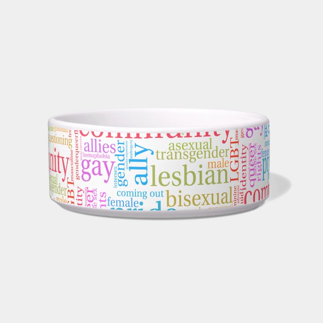 SlipperyJoe's rainbow LGBTQ+ community word cloud  Bowl (Front)