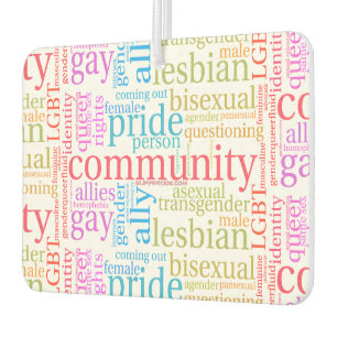 SlipperyJoe's rainbow LGBTQ+ community word cloud Car Air Freshener