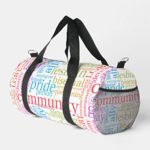 SlipperyJoe's rainbow LGBTQ+ community word cloud  Duffle Bag