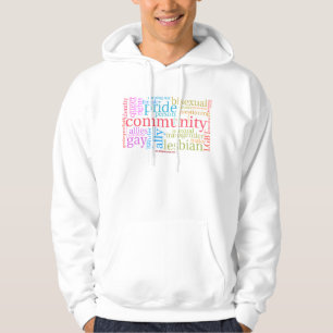 SlipperyJoe's rainbow LGBTQ+ community word cloud Hoodie