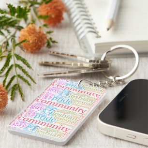 SlipperyJoe's rainbow LGBTQ+ community word cloud Key Ring