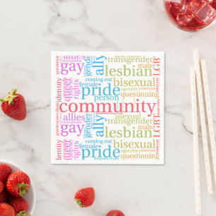 SlipperyJoe's rainbow LGBTQ+ community word cloud  Napkin