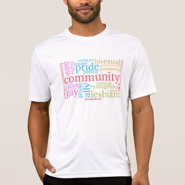 SlipperyJoe's rainbow LGBTQ+ community word cloud  T-Shirt (Front)