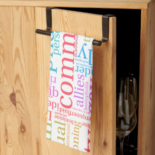 SlipperyJoe's rainbow LGBTQ+ community word cloud  Tea Towel