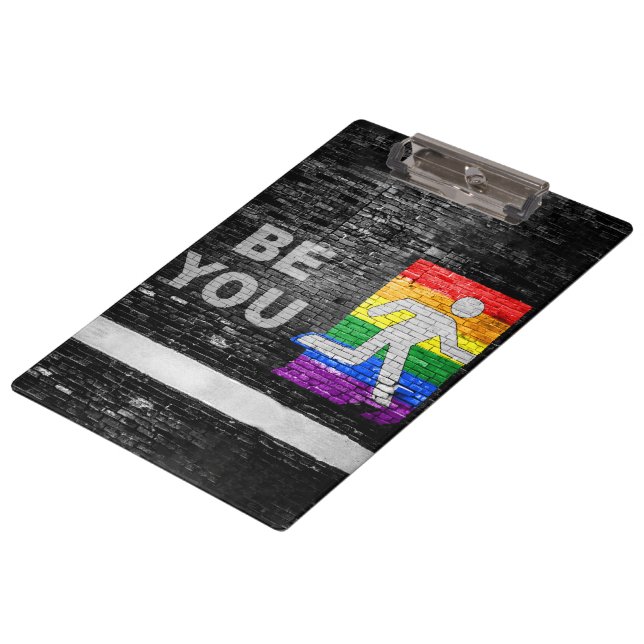 SlipperyJoe's rainbow pride colors panel urban str Clipboard (Angled)