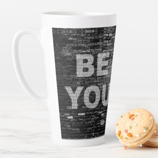 SlipperyJoe's rainbow pride colors panel urban str Latte Mug (In Situ)