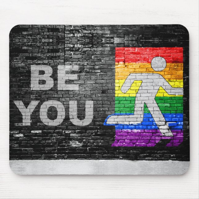 SlipperyJoe's rainbow pride colors panel urban str Mouse Pad (Front)