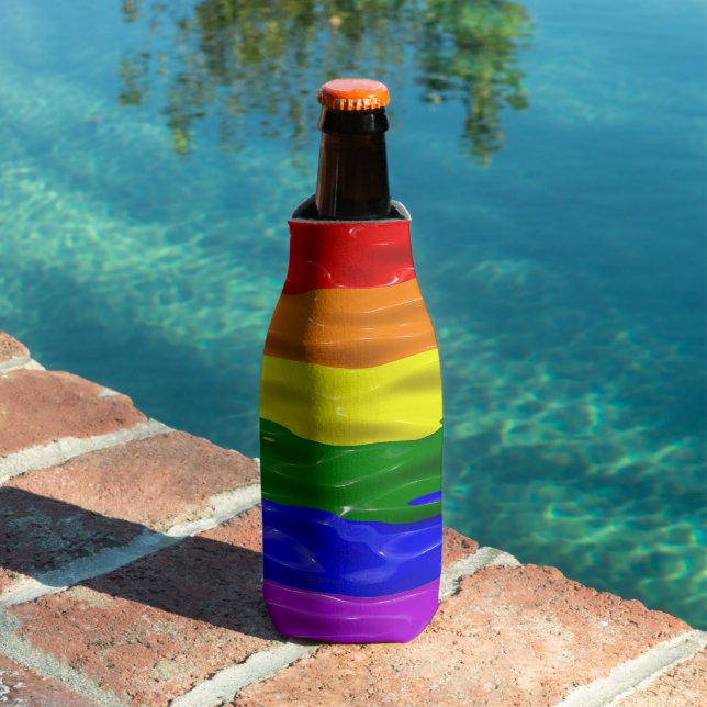 SlipperyJoe's rainbow pride colours glossy liquid  Bottle Cooler (In Situ Pool)