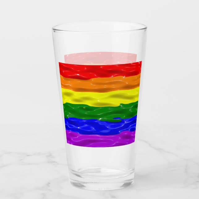 SlipperyJoe's rainbow pride colours glossy liquid  Glass (Front)