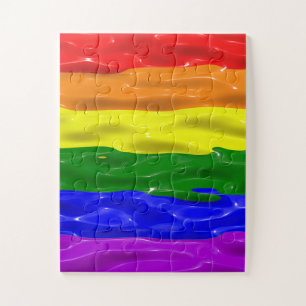 SlipperyJoe's rainbow pride colours glossy liquid  Jigsaw Puzzle