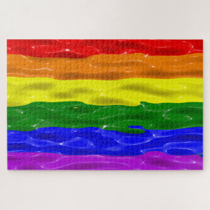SlipperyJoe's rainbow pride colours glossy liquid  Jigsaw Puzzle