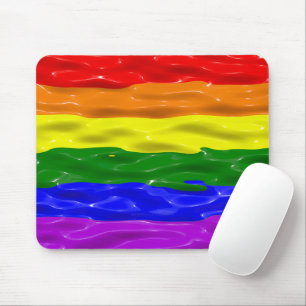 SlipperyJoe's rainbow pride colours glossy liquid  Mouse Pad
