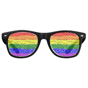 SlipperyJoe's rainbow pride colours glossy liquid Retro Sunglasses