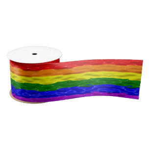 SlipperyJoe's rainbow pride colours glossy liquid  Satin Ribbon