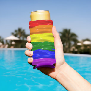 SlipperyJoe's rainbow pride colours glossy liquid  Seltzer Can Cooler