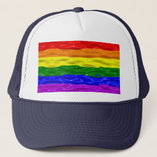SlipperyJoe's rainbow pride colours glossy liquid Trucker Hat