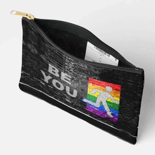 SlipperyJoe's rainbow pride colours panel urban st Accessory Pouch (Open)
