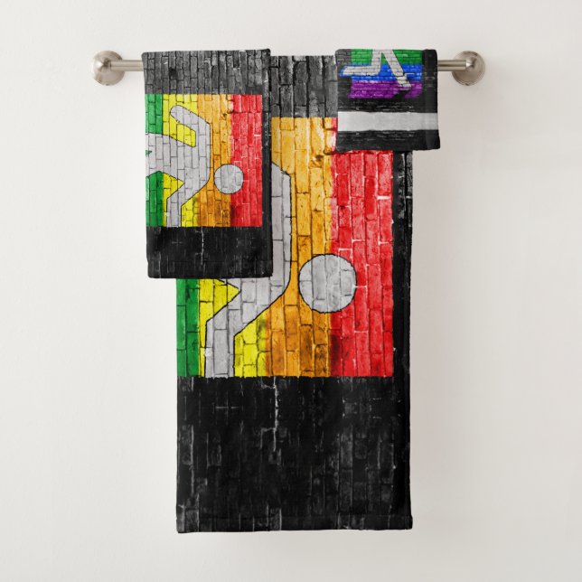 SlipperyJoe's rainbow pride colours panel urban st Bath Towel Set (Insitu)