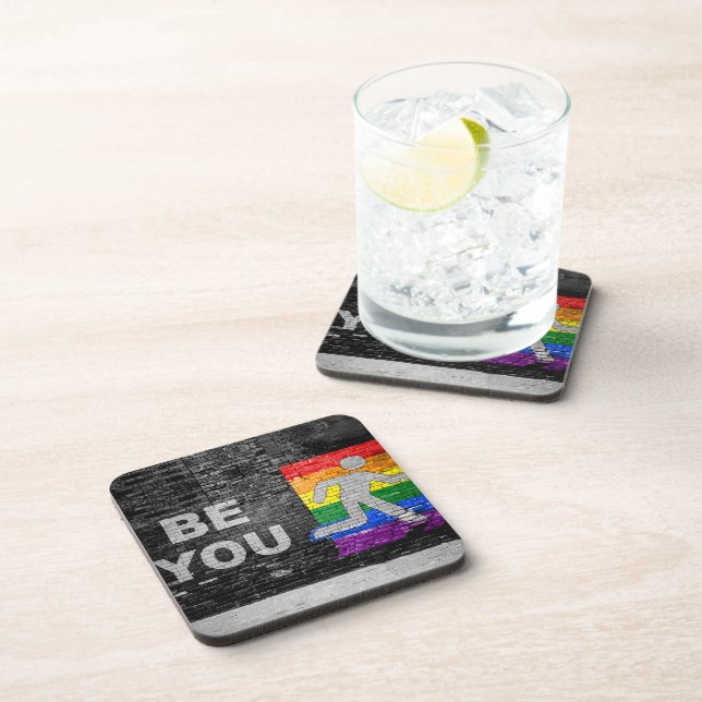 SlipperyJoe's rainbow pride colours panel urban st Coaster (Right Side)