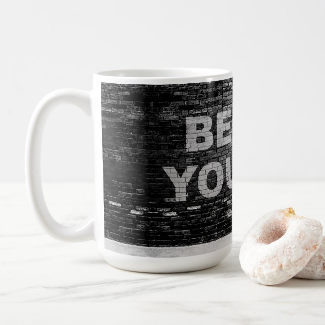SlipperyJoe's rainbow pride colours panel urban st Coffee Mug (With Donut)