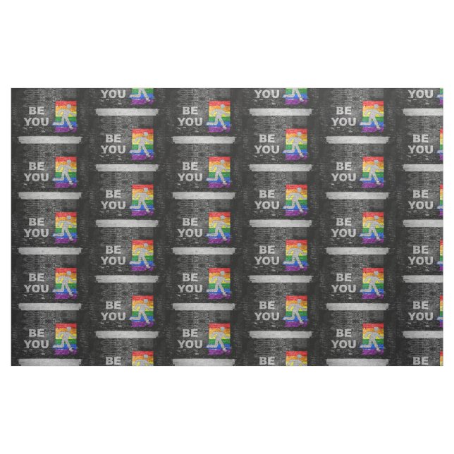 SlipperyJoe's rainbow pride colours panel urban st Fabric (Yard)