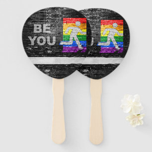 SlipperyJoe's rainbow pride colours panel urban st Hand Fan