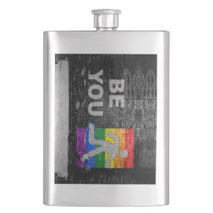 SlipperyJoe's rainbow pride colours panel urban st Hip Flask