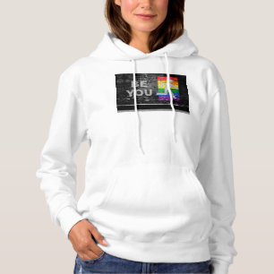 SlipperyJoe's rainbow pride colours panel urban st Hoodie