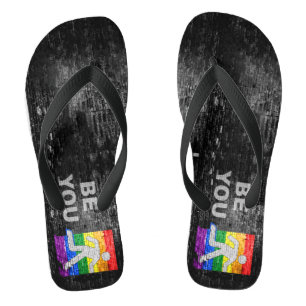 SlipperyJoe's rainbow pride colours panel urban st Jandals