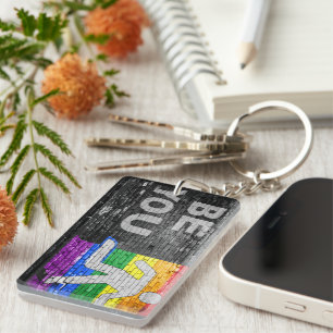 SlipperyJoe's rainbow pride colours panel urban st Key Ring