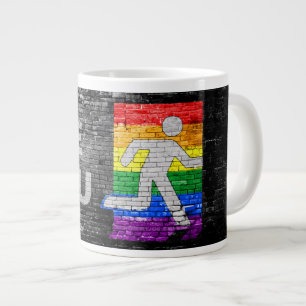 SlipperyJoe's rainbow pride colours panel urban st Large Coffee Mug