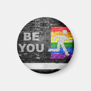 SlipperyJoe's rainbow pride colours panel urban st Magnet