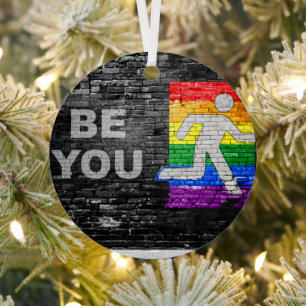 SlipperyJoe's rainbow pride colours panel urban st Metal Tree Decoration