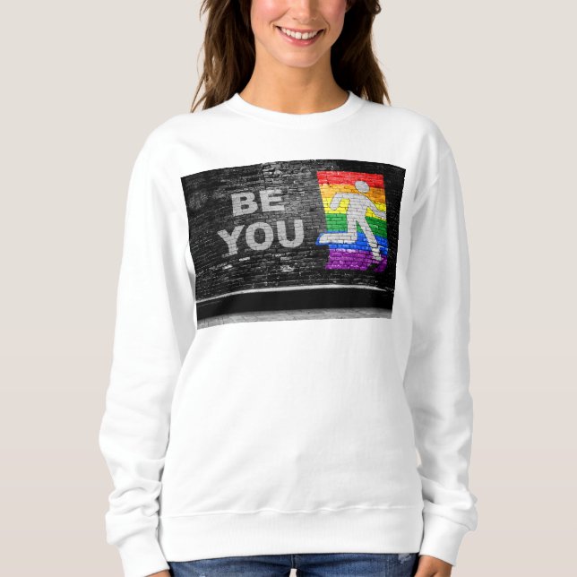SlipperyJoe's rainbow pride colours panel urban st Sweatshirt (Front)