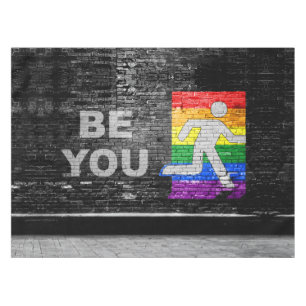 SlipperyJoe's rainbow pride colours panel urban st Tablecloth