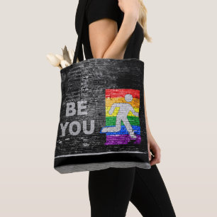 SlipperyJoe's rainbow pride colours panel urban st Tote Bag