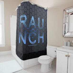 SlipperyJoe's raunch metallic large blue letters d Shower Curtain