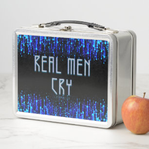SlipperyJoe's real men cry tears emotions digital Metal Lunch Box