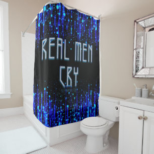 SlipperyJoe's real men cry tears emotions digital  Shower Curtain